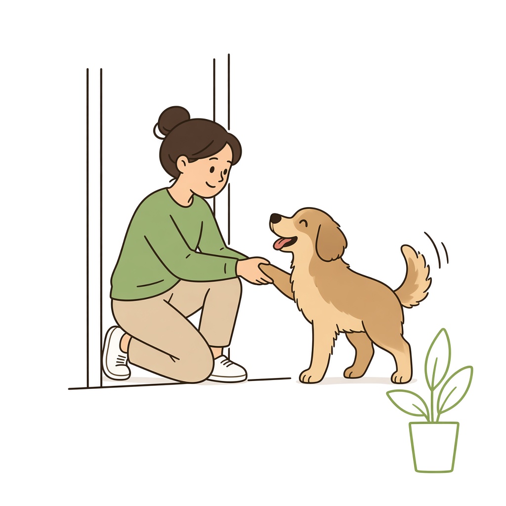 Illustrazione: dogsitting a domicilio con il cane in casa