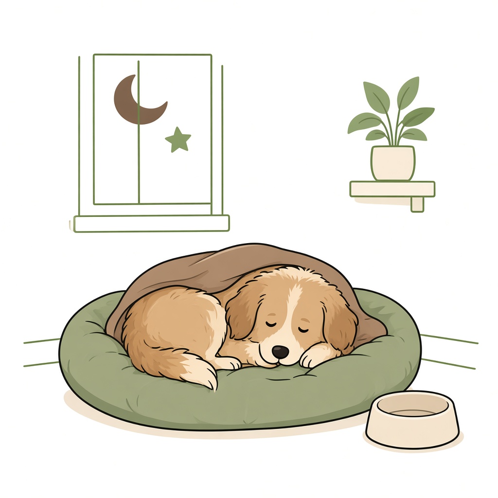 Illustrazione: cane riposa in pensione familiare